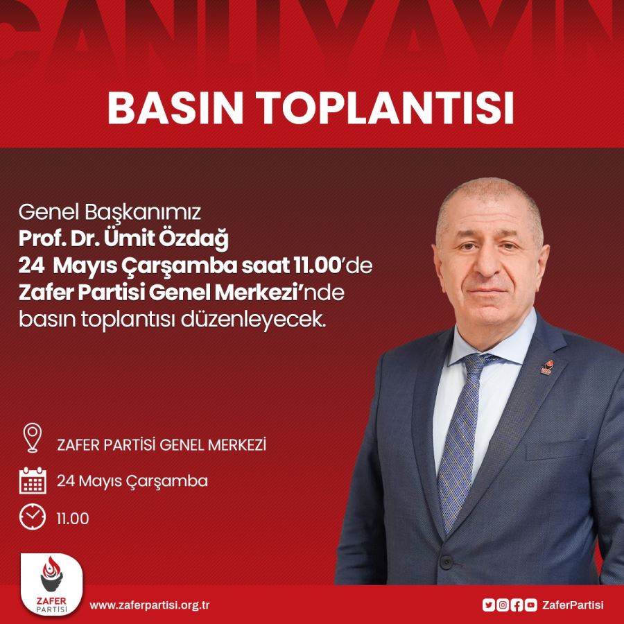 Zafer Partisi Genel Başkanı Ümit Özdağ, ikinci turda Kılıçdaroğlu
